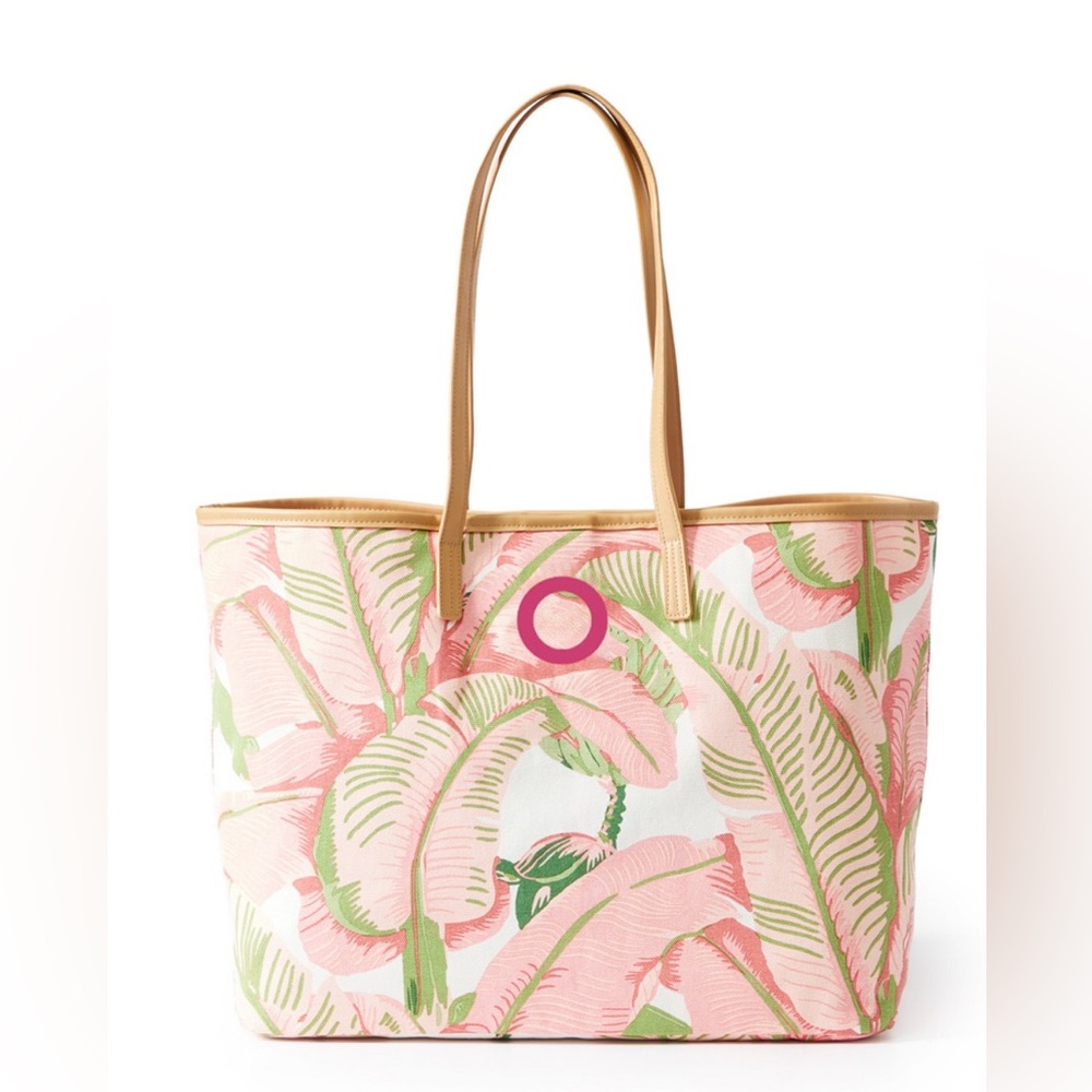 Mark & Graham Beach Bag initial O in hot pink